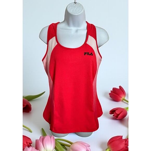 Fila Athletic Racer-Back Tank Top Size Large Pink Ombre Shelf Bra Gym Yoga - Picture 1 of 6